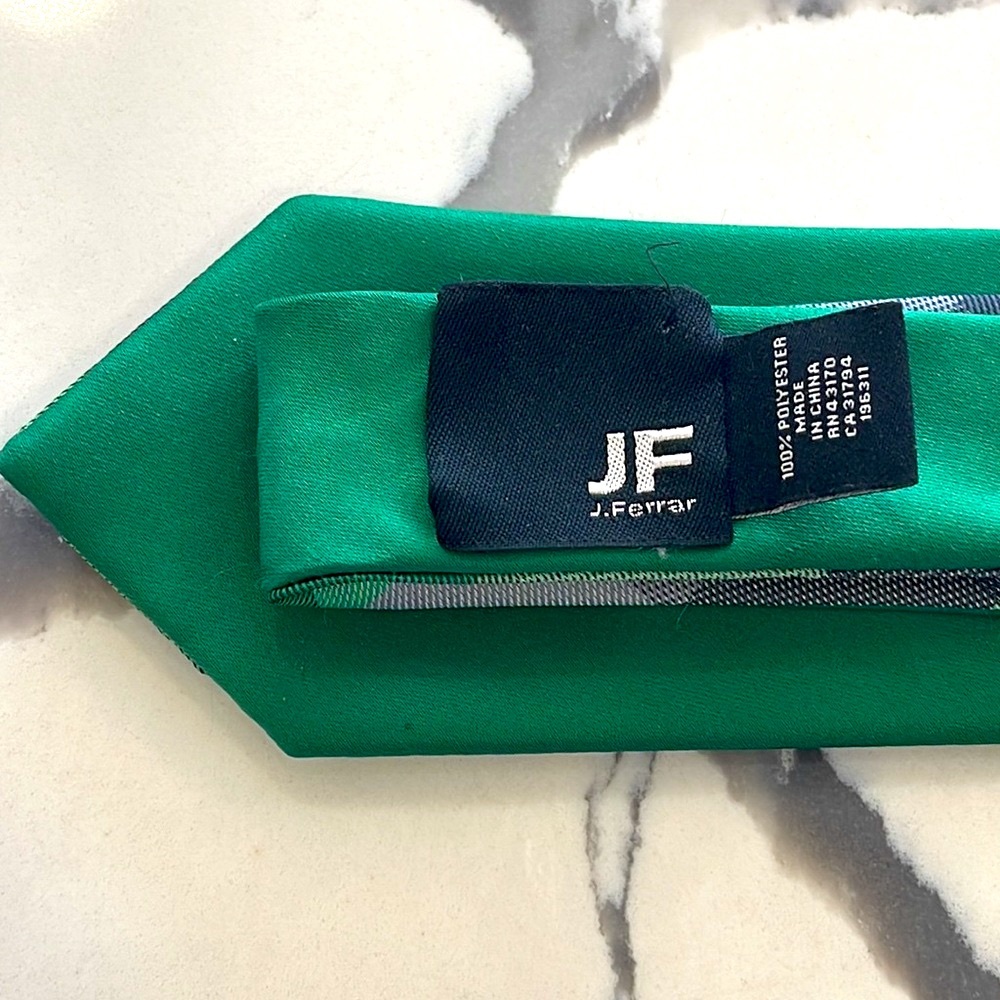 JF J. Ferrar Reversible Tie- Green/Green Plaid-OS - Picture 5 of 6